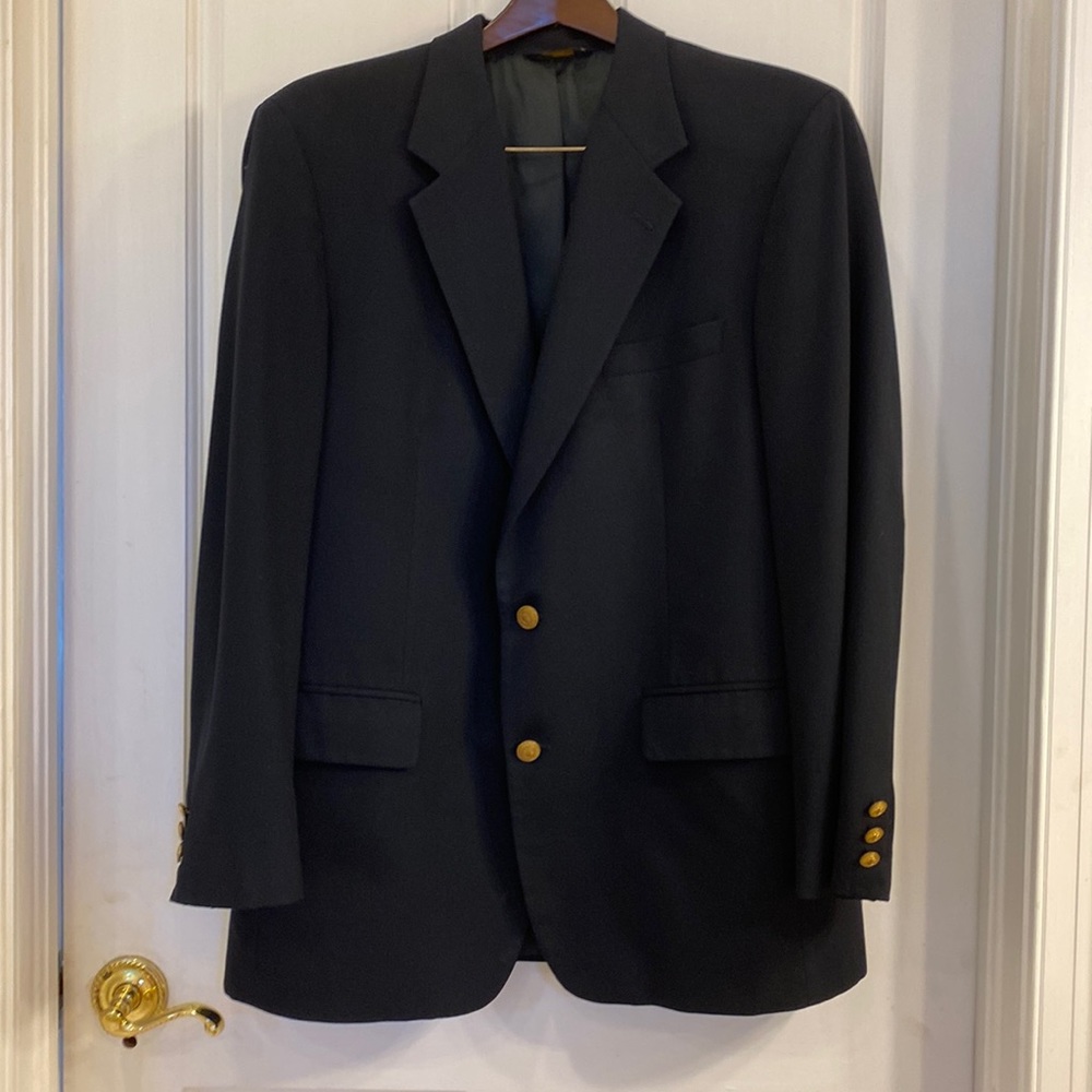 Brooks Brothers wool black blazer with gold buttons.